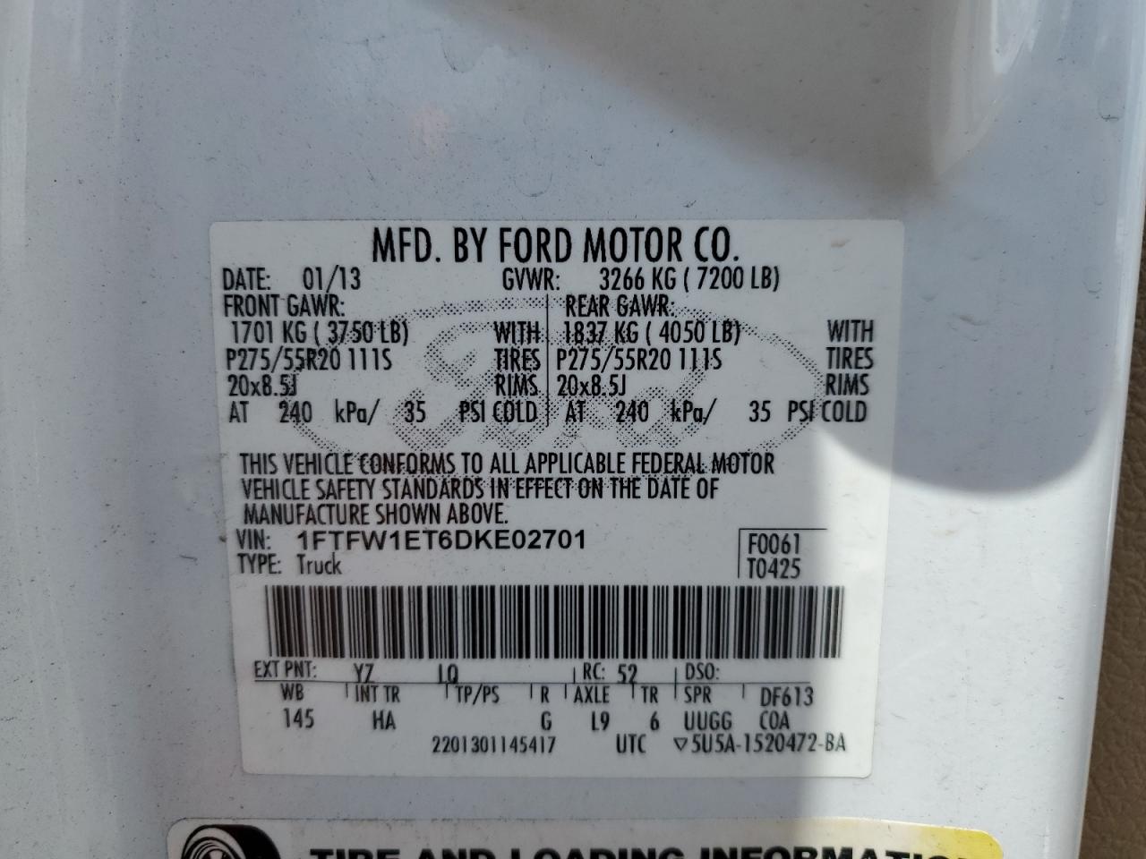 Photo 11 VIN: 1FTFW1ET6DKE02701 - FORD F-150 