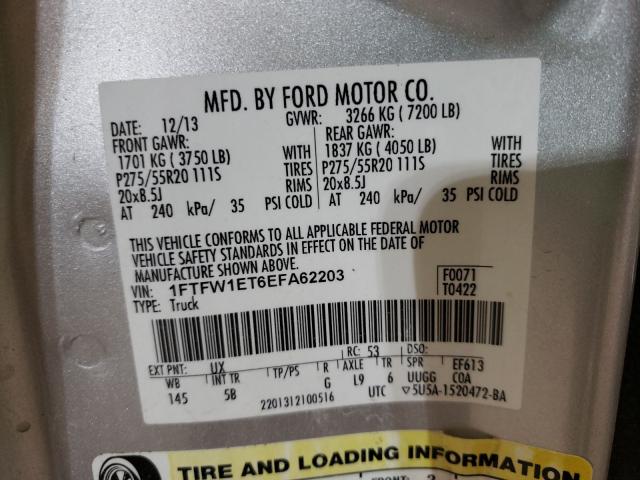 Photo 9 VIN: 1FTFW1ET6EFA62203 - FORD F150 SUPER 