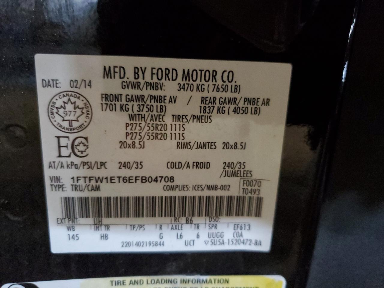 Photo 12 VIN: 1FTFW1ET6EFB04708 - FORD F-150 