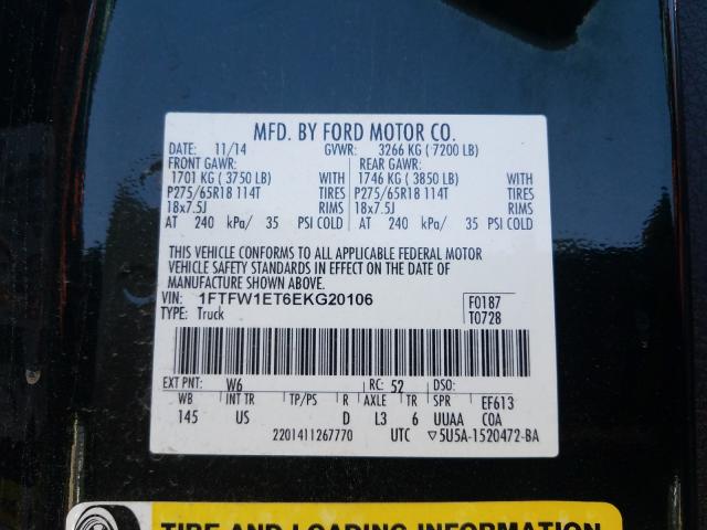 Photo 9 VIN: 1FTFW1ET6EKG20106 - FORD F150 SUPER 