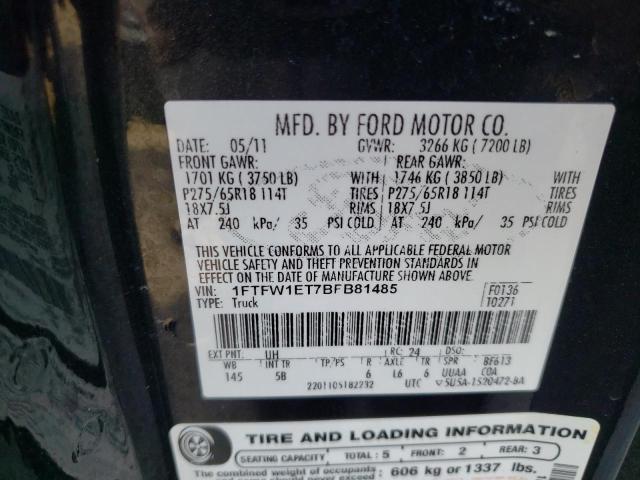 Photo 9 VIN: 1FTFW1ET7BFB81485 - FORD F150 SUPER 