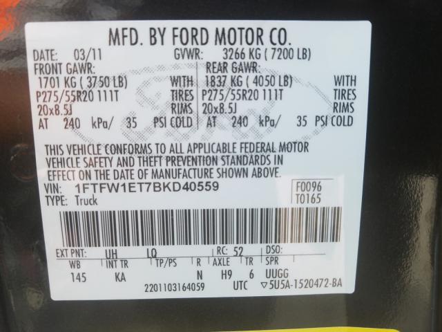 Photo 9 VIN: 1FTFW1ET7BKD40559 - FORD F150 SUPER 