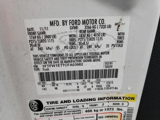 Photo 11 VIN: 1FTFW1ET7CFA03982 - FORD F150 SUPER 