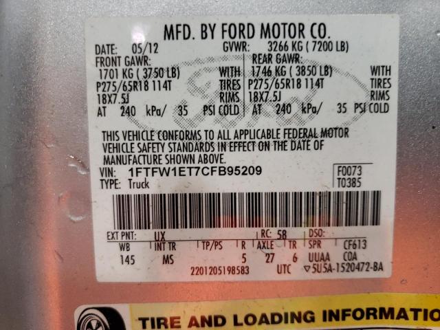 Photo 13 VIN: 1FTFW1ET7CFB95209 - FORD F150 SUPER 