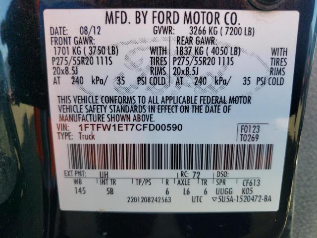 Photo 9 VIN: 1FTFW1ET7CFD00590 - FORD F150 SUPER 