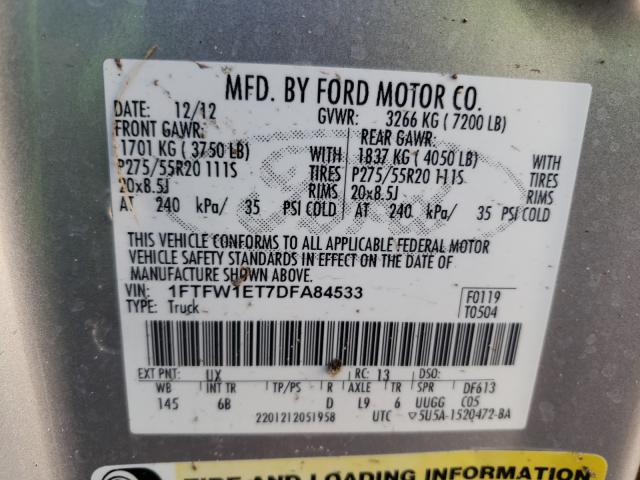 Photo 9 VIN: 1FTFW1ET7DFA84533 - FORD F150 SUPER 