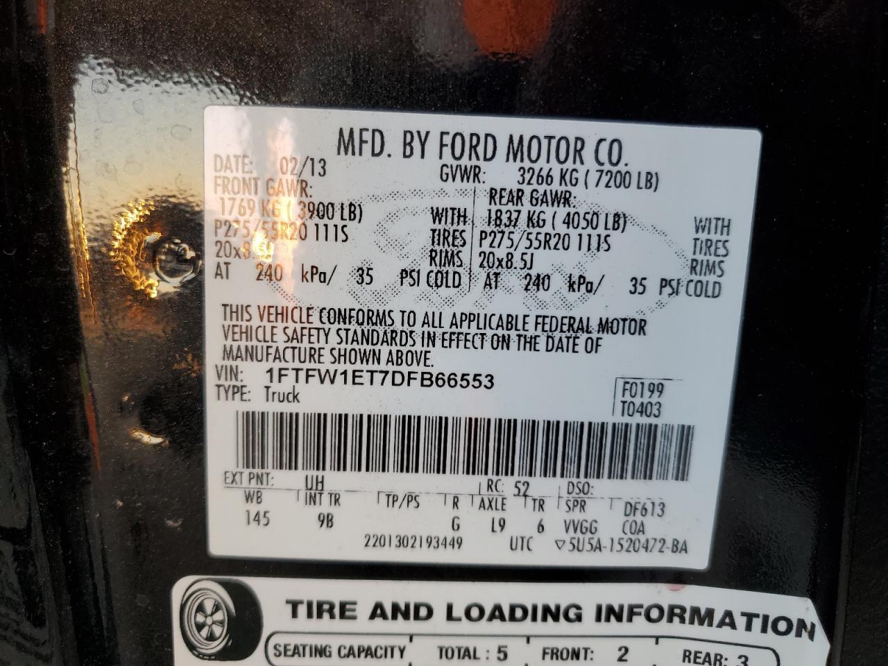 Photo 11 VIN: 1FTFW1ET7DFB66553 - FORD F-150 