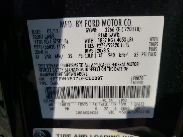 Photo 9 VIN: 1FTFW1ET7DFC03097 - FORD F150 SUPER 