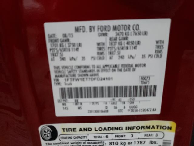 Photo 9 VIN: 1FTFW1ET7DFD24101 - FORD F150 SUPER 