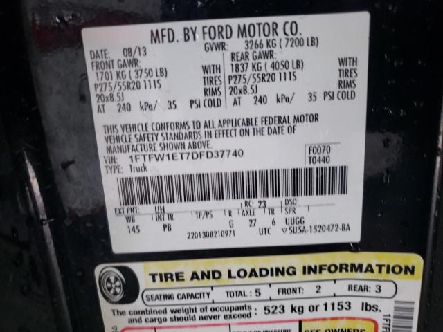 Photo 9 VIN: 1FTFW1ET7DFD37740 - FORD F150 SUPER 