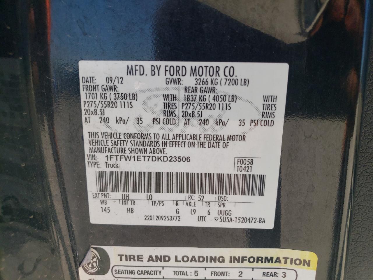 Photo 11 VIN: 1FTFW1ET7DKD23506 - FORD F-150 