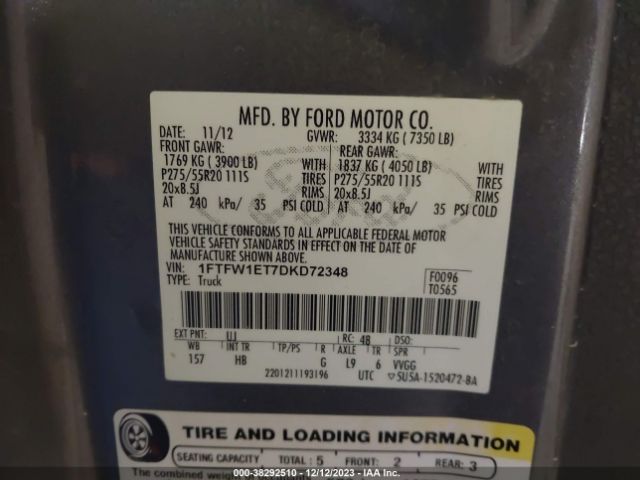 Photo 8 VIN: 1FTFW1ET7DKD72348 - FORD F-150 