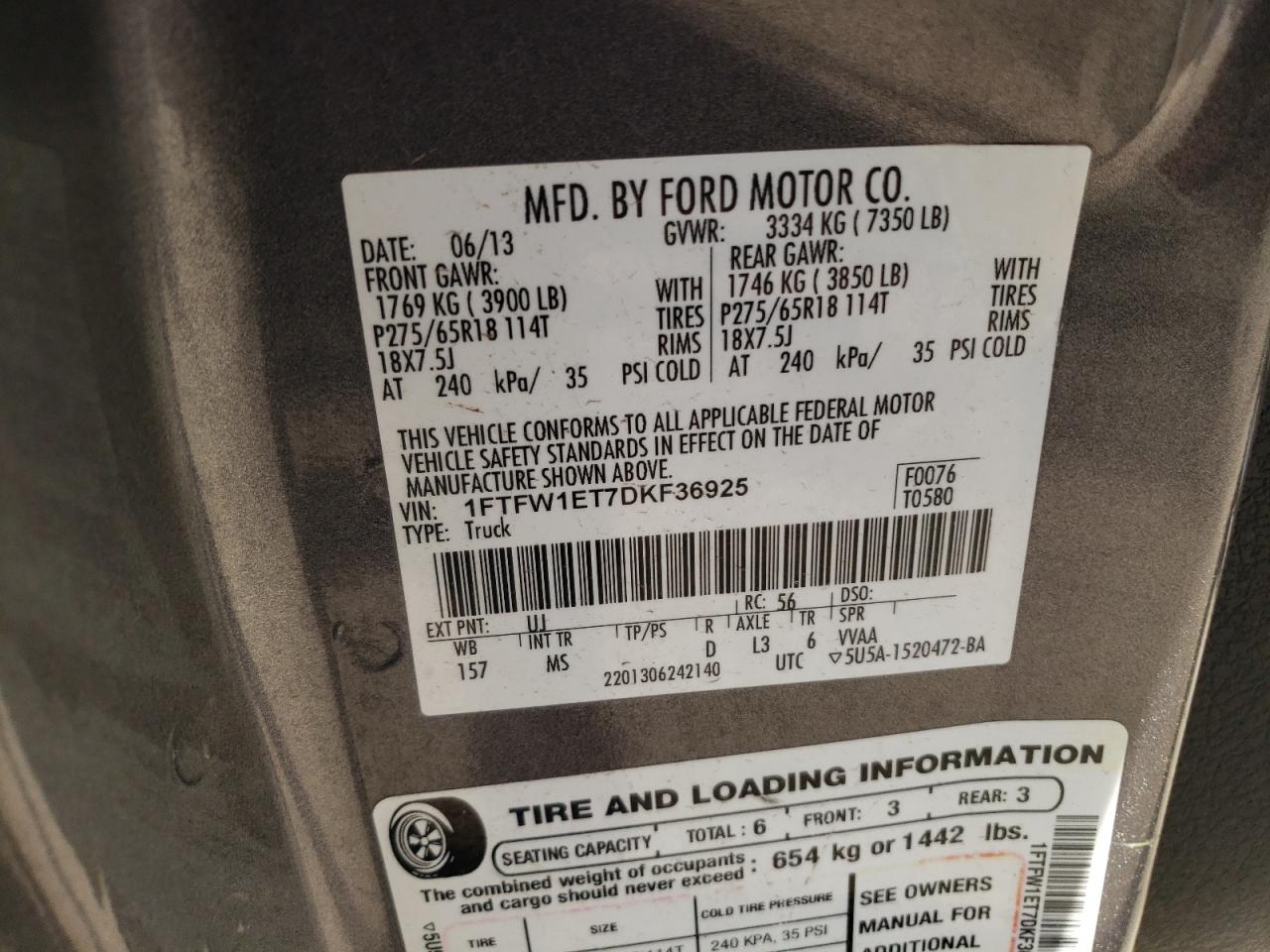 Photo 11 VIN: 1FTFW1ET7DKF36925 - FORD F-150 