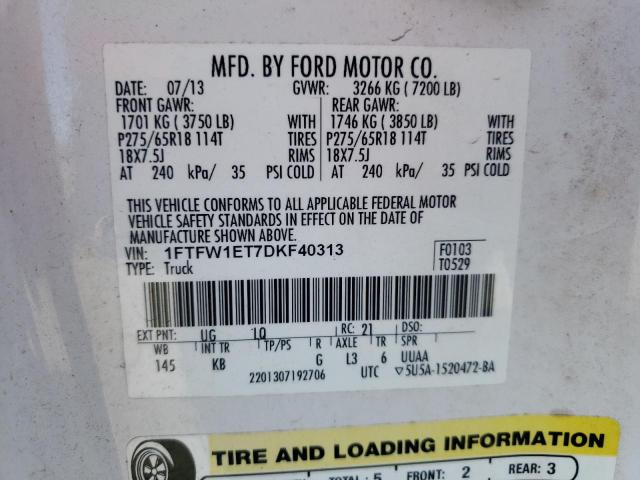 Photo 11 VIN: 1FTFW1ET7DKF40313 - FORD F150 SUPER 