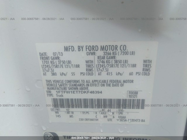 Photo 8 VIN: 1FTFW1ET7DKF48394 - FORD F-150 