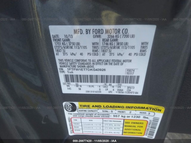 Photo 8 VIN: 1FTFW1ET7DKG43926 - FORD F-150 