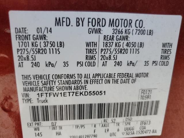 Photo 11 VIN: 1FTFW1ET7EKD55051 - FORD F-150 