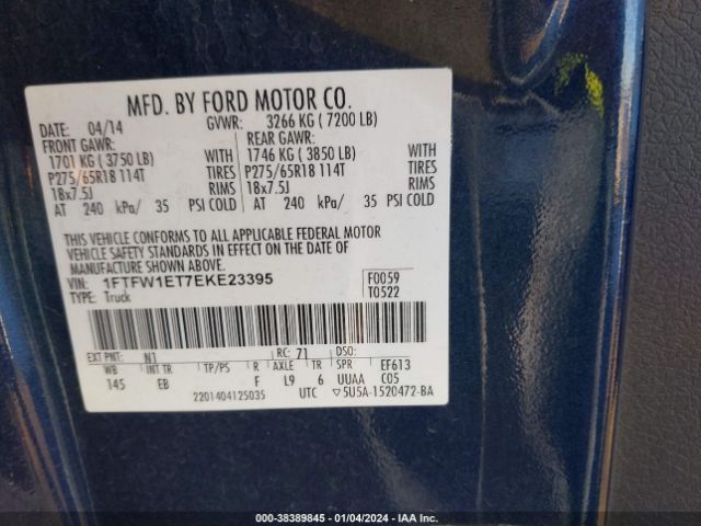 Photo 8 VIN: 1FTFW1ET7EKE23395 - FORD F-150 