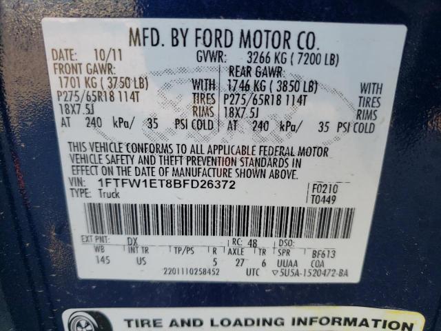 Photo 9 VIN: 1FTFW1ET8BFD26372 - FORD F150 SUPER 