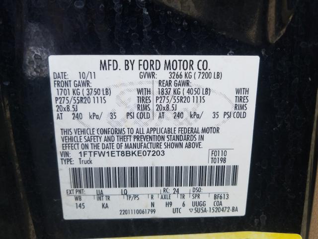 Photo 9 VIN: 1FTFW1ET8BKE07203 - FORD F150 SUPER 