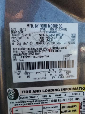 Photo 11 VIN: 1FTFW1ET8CFB94716 - FORD F150 SUPER 