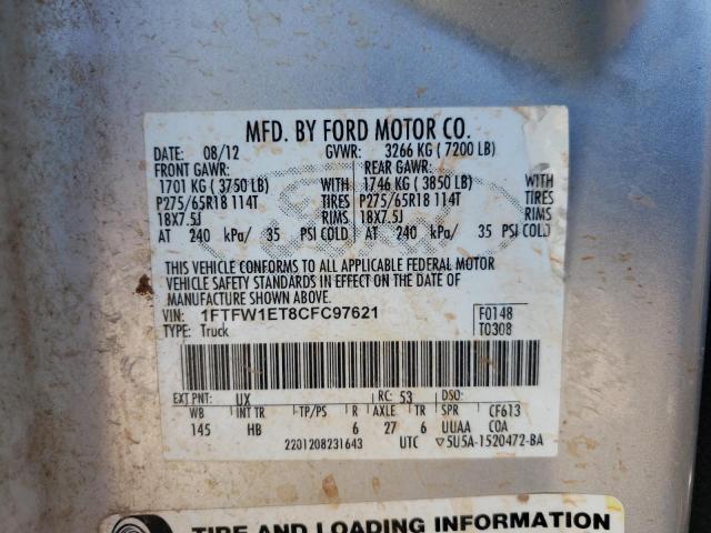 Photo 9 VIN: 1FTFW1ET8CFC97621 - FORD F150 SUPER 