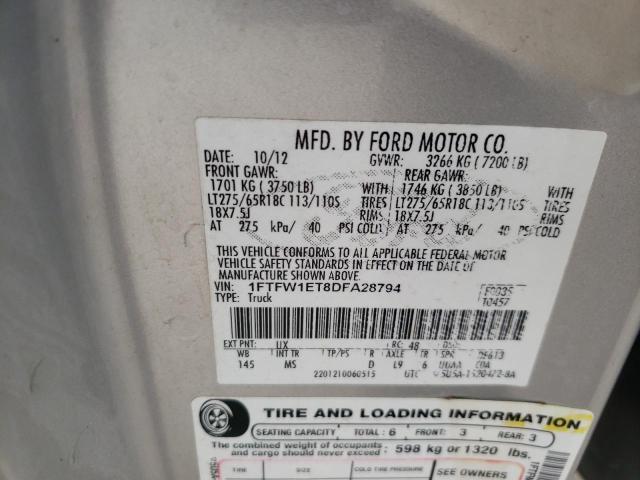 Photo 9 VIN: 1FTFW1ET8DFA28794 - FORD F150 SUPER 