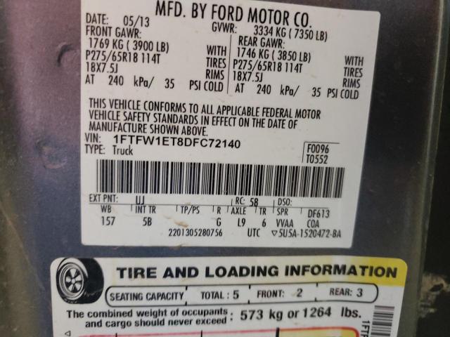 Photo 9 VIN: 1FTFW1ET8DFC72140 - FORD F150 SUPER 