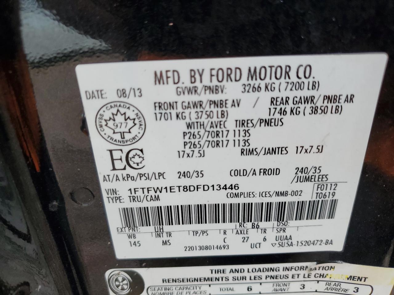 Photo 11 VIN: 1FTFW1ET8DFD13446 - FORD F-150 