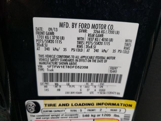 Photo 9 VIN: 1FTFW1ET8DFD52358 - FORD F150 SUPER 