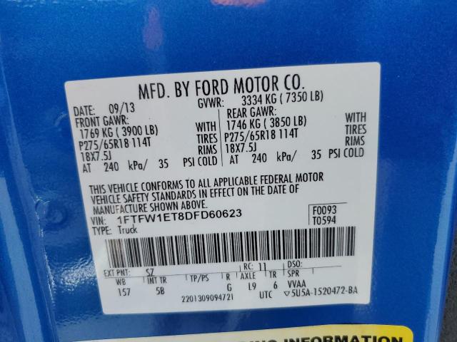 Photo 11 VIN: 1FTFW1ET8DFD60623 - FORD F150 SUPER 