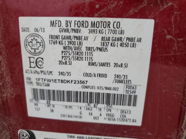 Photo 11 VIN: 1FTFW1ET8DKF23567 - FORD F150 SUPER 