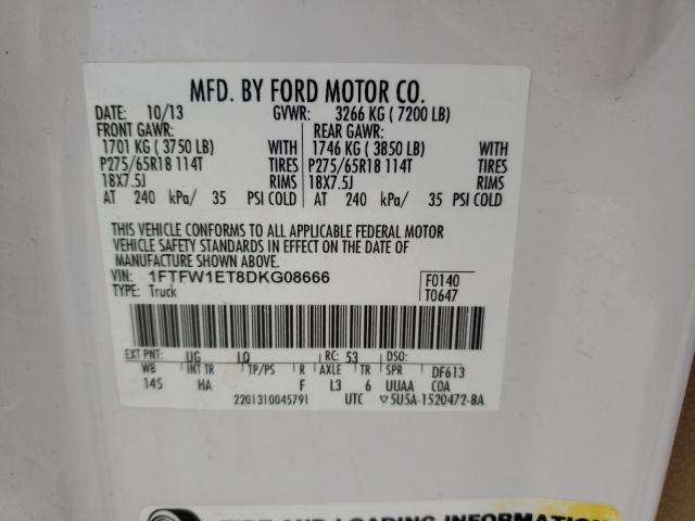 Photo 9 VIN: 1FTFW1ET8DKG08666 - FORD F150 SUPER 