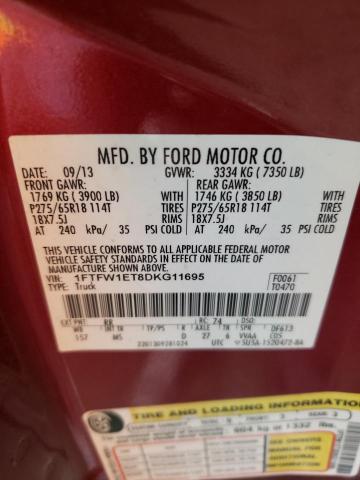 Photo 9 VIN: 1FTFW1ET8DKG11695 - FORD F150 SUPER 