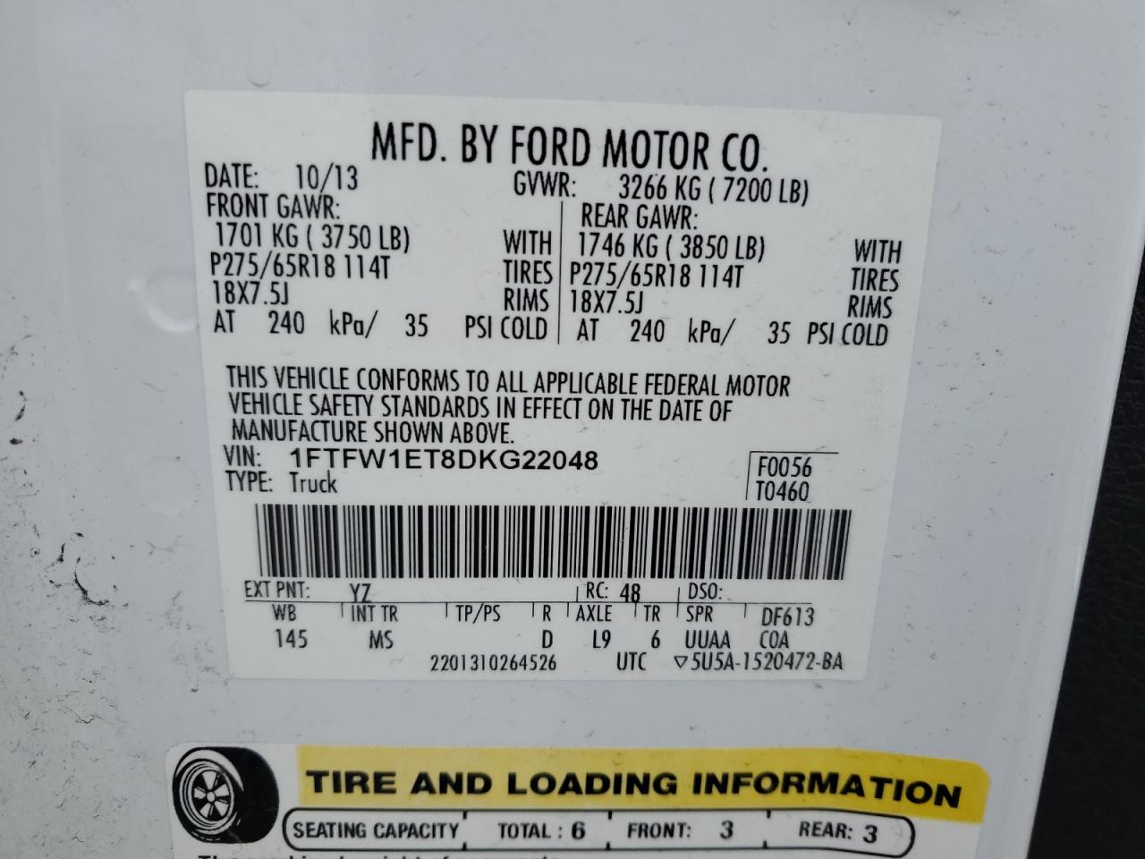 Photo 11 VIN: 1FTFW1ET8DKG22048 - FORD F-150 