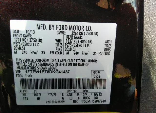 Photo 8 VIN: 1FTFW1ET8DKG41487 - FORD F-150 