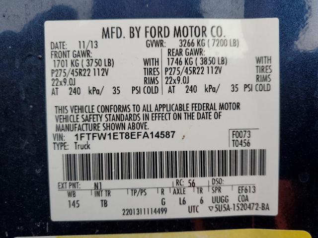 Photo 12 VIN: 1FTFW1ET8EFA14587 - FORD F150 SUPER 