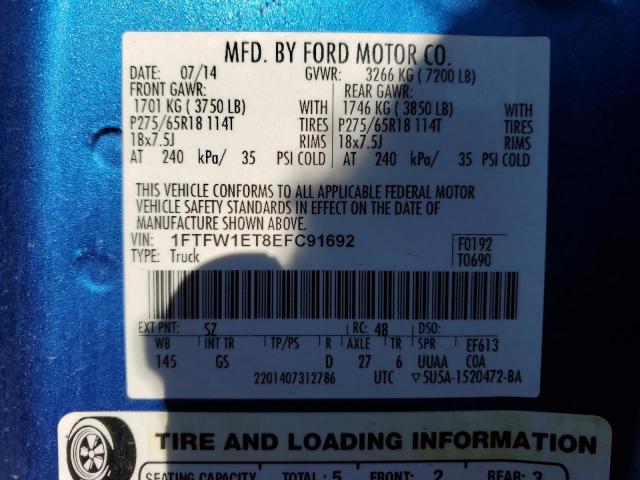 Photo 11 VIN: 1FTFW1ET8EFC91692 - FORD F150 SUPER 