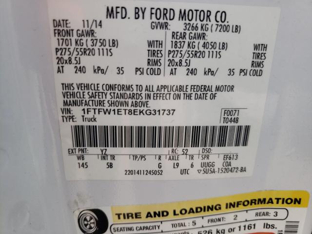 Photo 9 VIN: 1FTFW1ET8EKG31737 - FORD F150 SUPER 