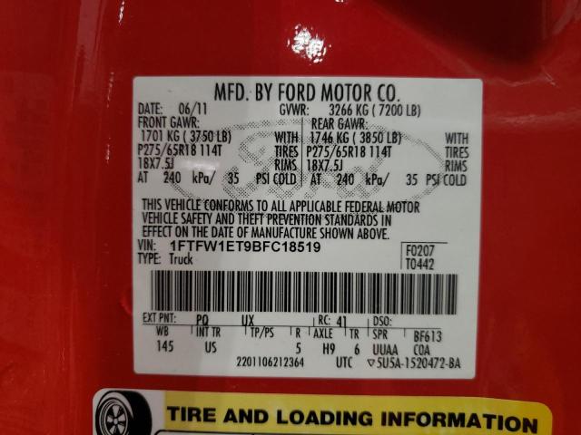 Photo 11 VIN: 1FTFW1ET9BFC18519 - FORD F150 SUPER 