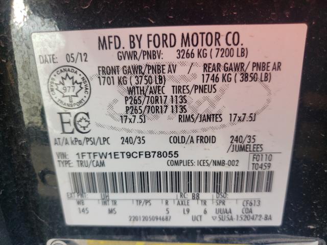 Photo 9 VIN: 1FTFW1ET9CFB78055 - FORD F150 SUPER 