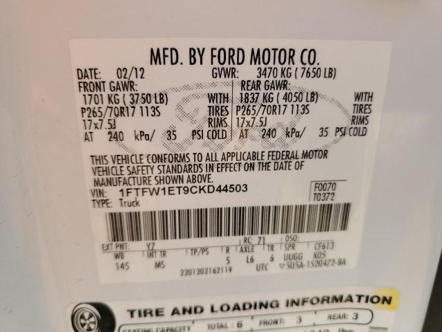 Photo 11 VIN: 1FTFW1ET9CKD44503 - FORD F150 SUPER 