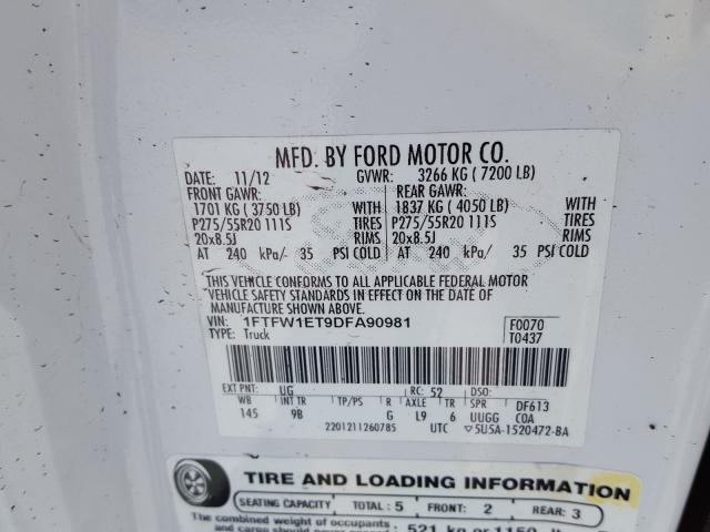 Photo 9 VIN: 1FTFW1ET9DFA90981 - FORD F150 SUPER 