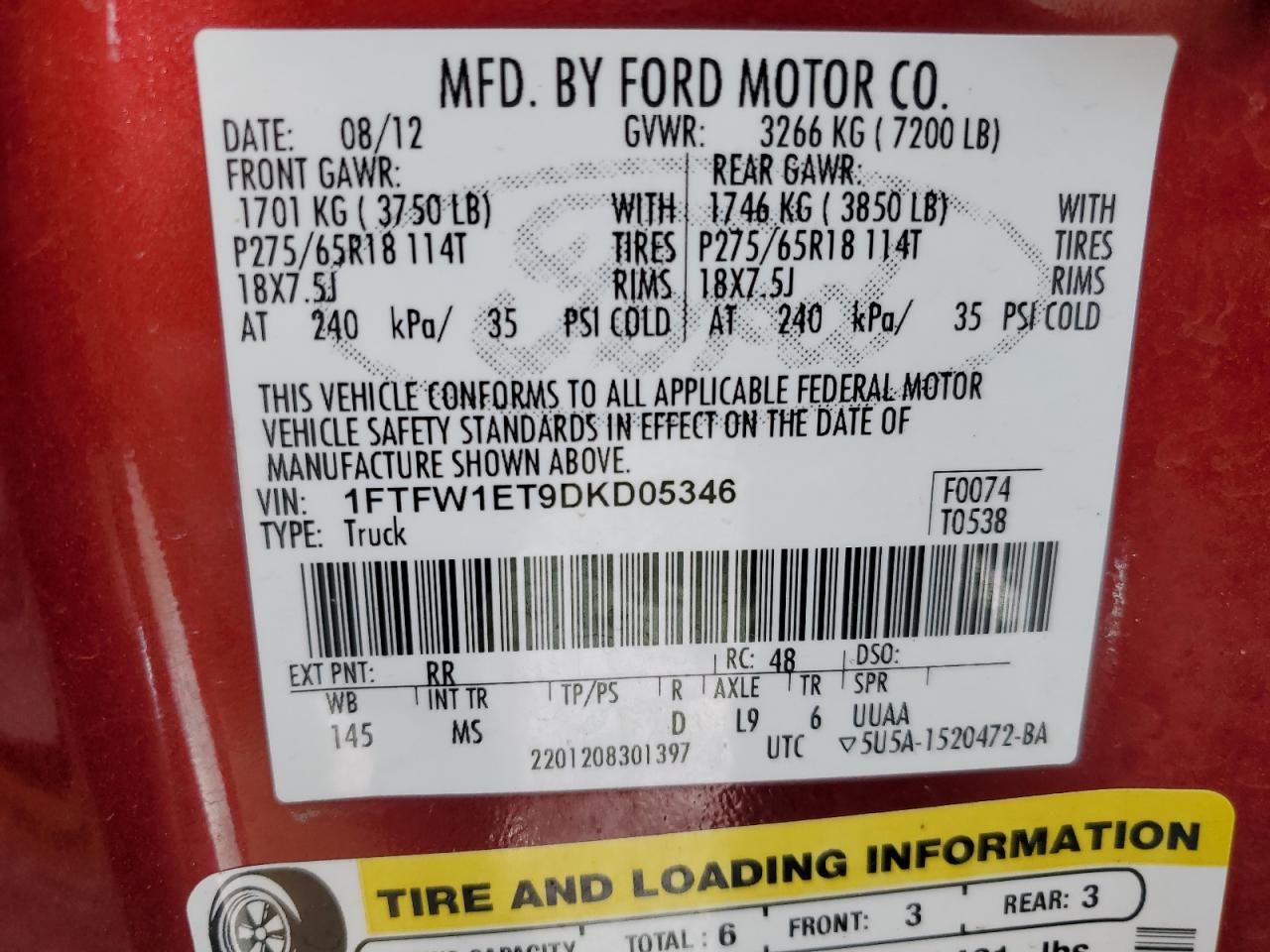 Photo 11 VIN: 1FTFW1ET9DKD05346 - FORD F-150 