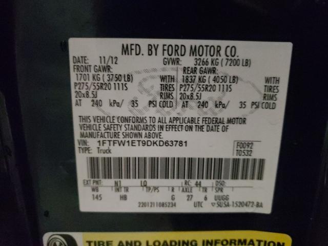 Photo 9 VIN: 1FTFW1ET9DKD63781 - FORD F150 SUPER 