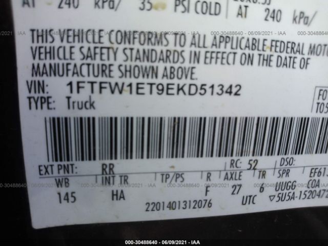 Photo 8 VIN: 1FTFW1ET9EKD51342 - FORD F-150 