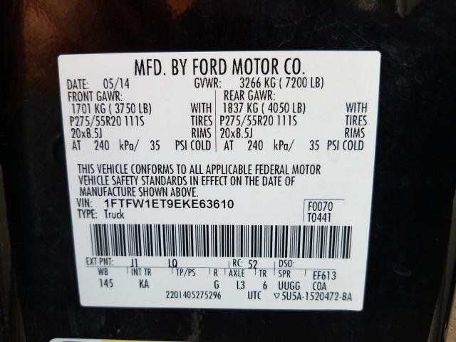 Photo 9 VIN: 1FTFW1ET9EKE63610 - FORD F150 SUPER 