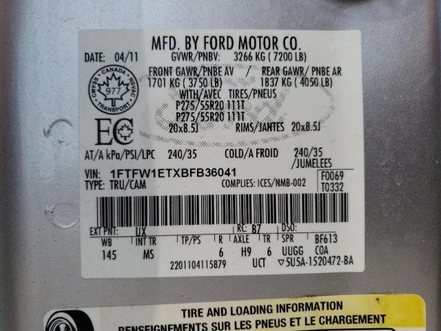 Photo 12 VIN: 1FTFW1ETXBFB36041 - FORD F150 SUPER 