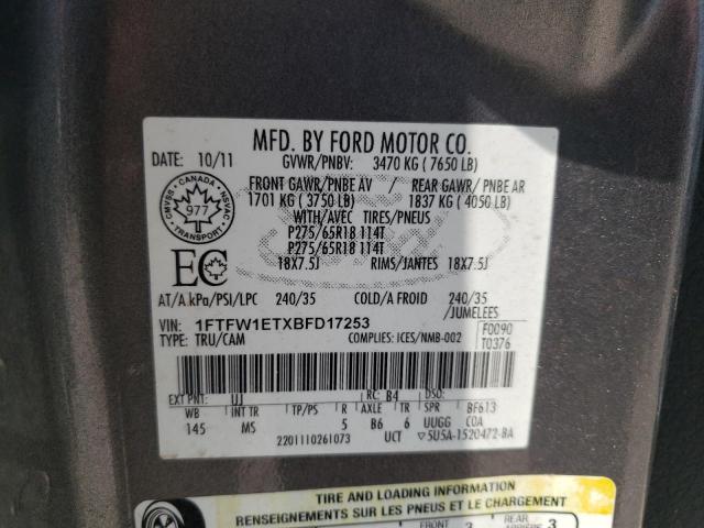 Photo 9 VIN: 1FTFW1ETXBFD17253 - FORD F150 SUPER 