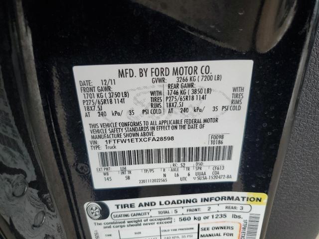 Photo 12 VIN: 1FTFW1ETXCFA28598 - FORD F150 SUPER 